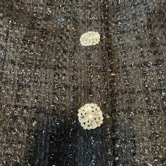 Aqua Label Black Tweed Short Sleeve Cold Shoulder Mini Dress Xs - Picture 3 of 4